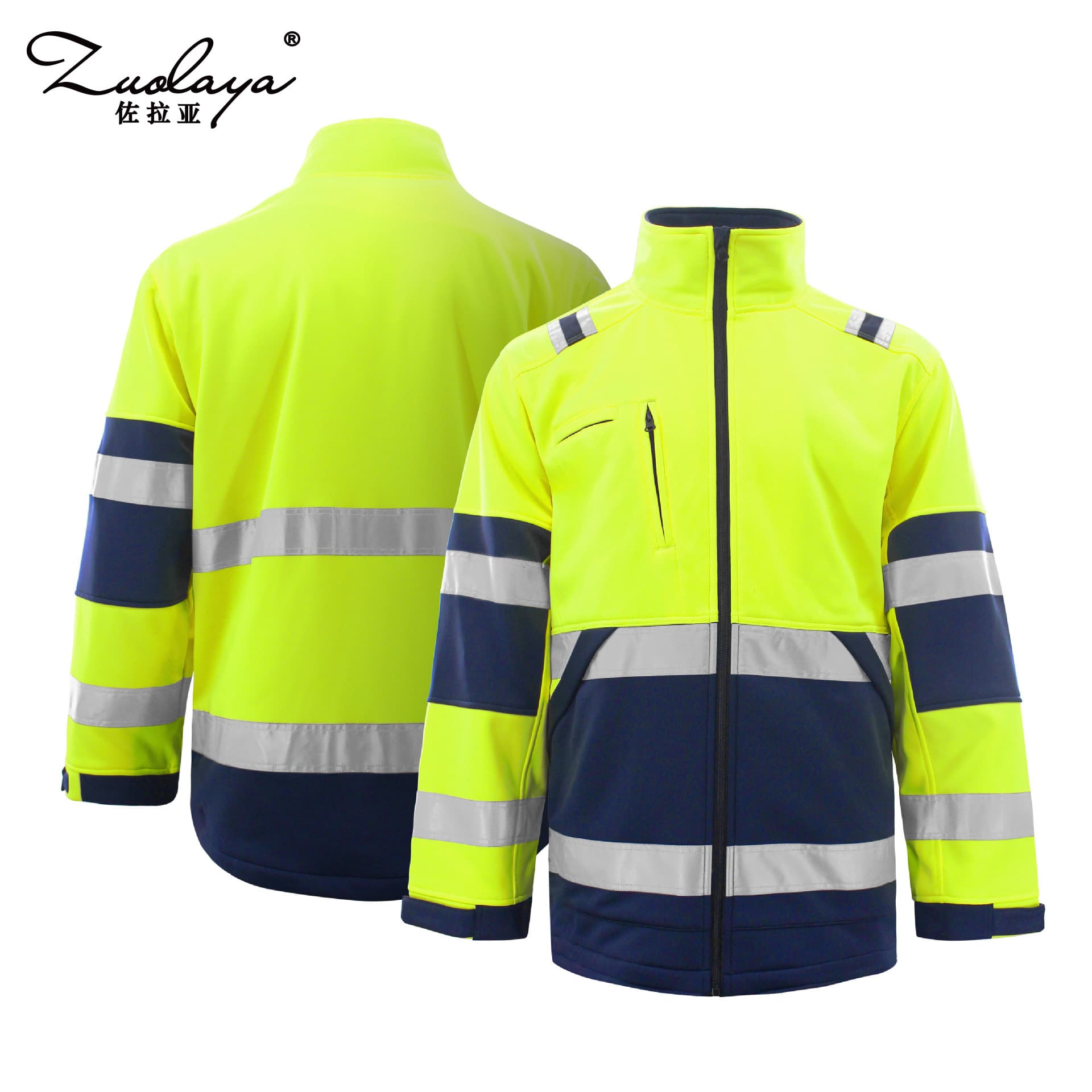 Foreign trade new cross-border men's autumn and winter outdoor windproof reflective strip jacket overalls plus velvet sweatshirt jacket