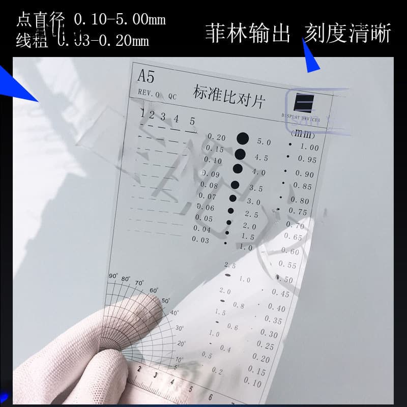 A5 Foreign Object Reference Test Card, Spot Appearance Comparison Plate, Standard Film Scale, Smudge Comparison Transparent Reference Dot Gauge