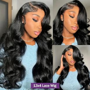 100% Human Hair 13x4 Lace Body Wave Wig Amazon Cross-border Curly Human Hair