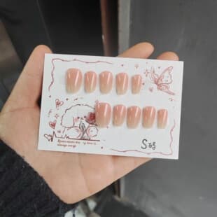 Huanhuan Gradient Handmade Press-On Nails Pure Desire Style Ombre Finished Nail Tips Removable Short Nails