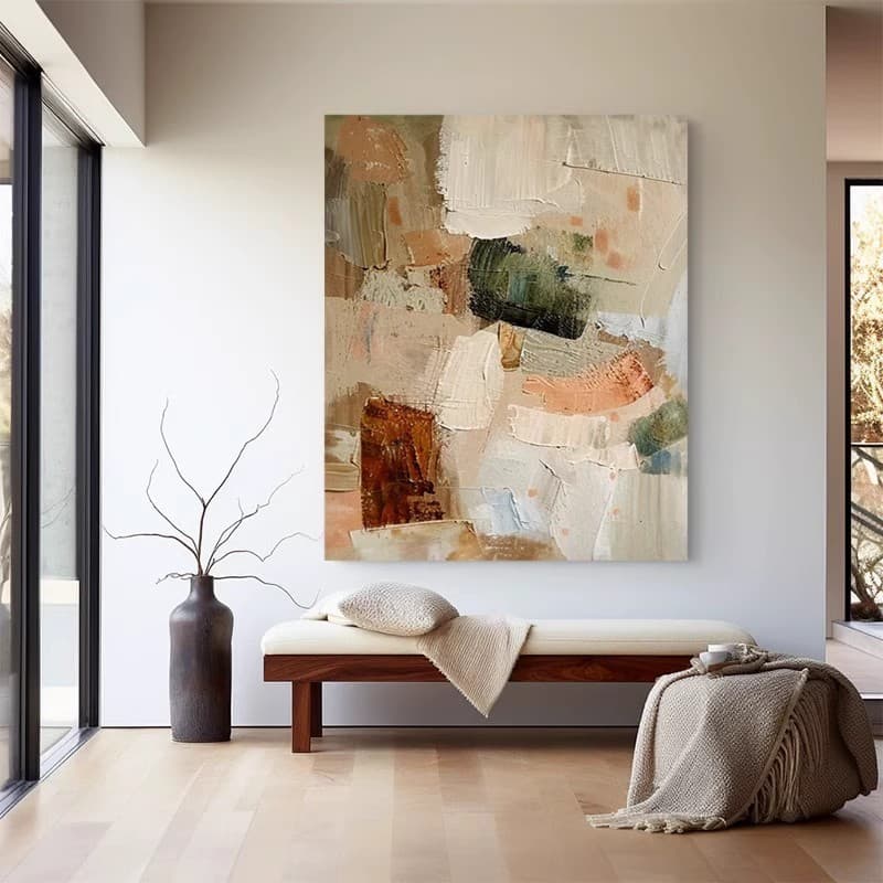 Hand-Painted Abstract 3D Geometric Color Block Oil Painting Living Room Entryway Texture Decorative Art B&B Hotel Artistic Wall Hanging