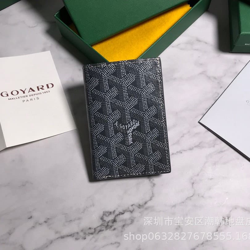 Goyard passport cover billfold wallet for women with dog tooth print flap long card holder card case wallet