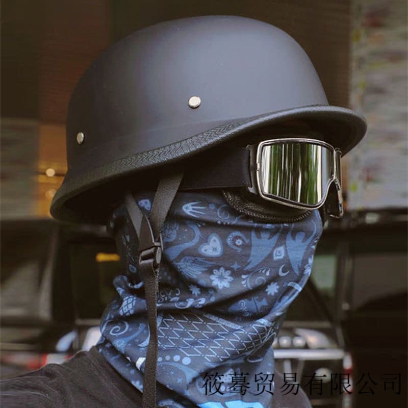 3 Certified Retro Motorcycle Helmet, Skull Cap, Harley German Style Steel Helmet, Soldier Helmet, Cruiser Half Helmet, Cross-Border