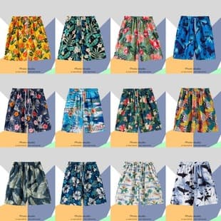 Thailand Travel Loose Plus Size Beach Shorts Men Quick Dry Five-Point Casual Shorts Sanya Island Vacation Shorts