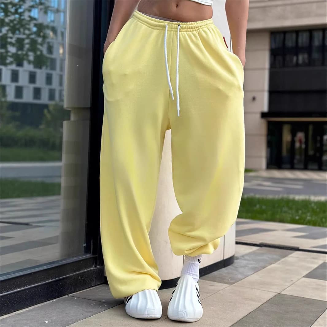 Amazon European and American Cross-border Casual Women's Street Style Lace-up Pants Y2K Loose Fashion Waist Wide Leg Pants for Women