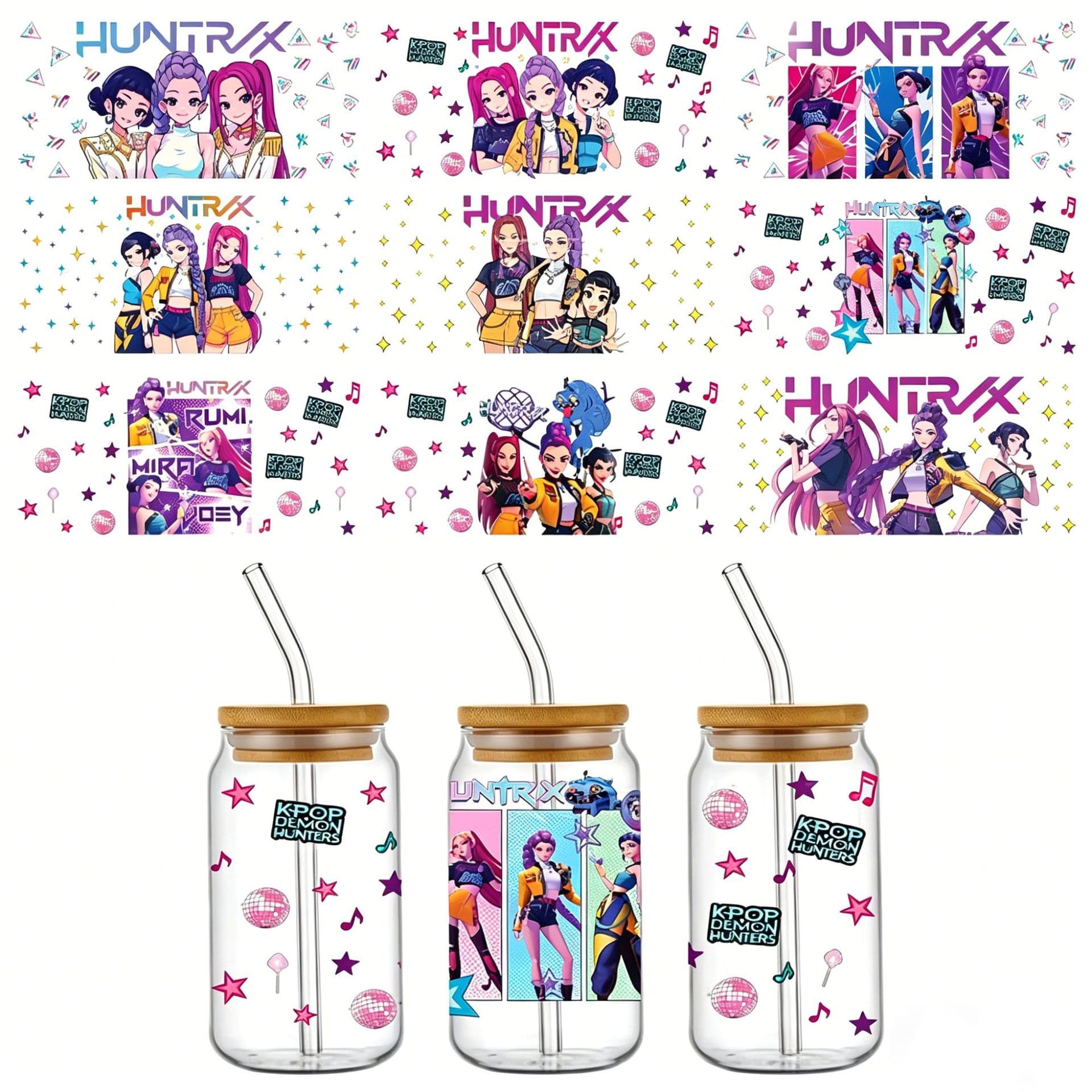 New Witch Hunter Group UVDTF Transfer Crystal Clear Sticker Scratch-Resistant Cartoon Cute Decoration 23cm x 11cm