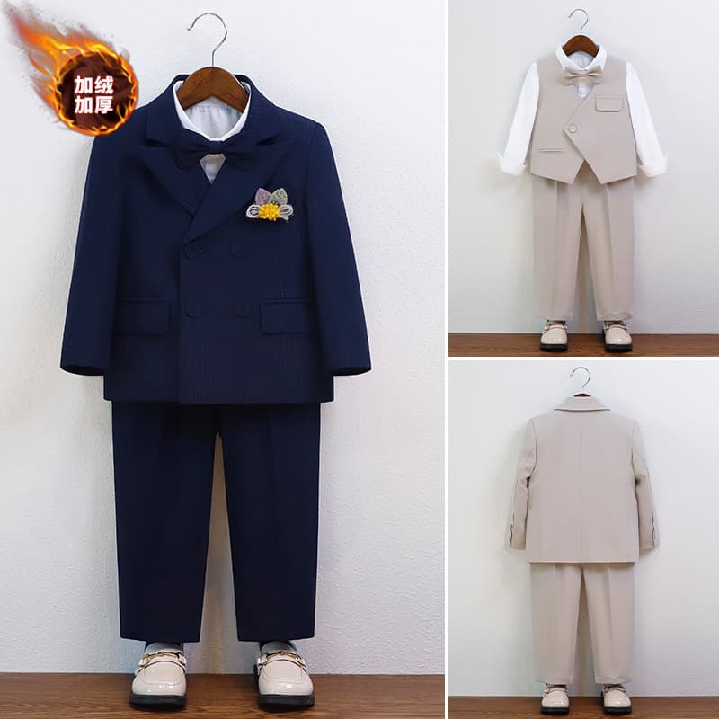 Children's Suit Boy Autumn Winter New Vest Set Flower Boy Birthday Suit Boy Host Piano Performance Suit