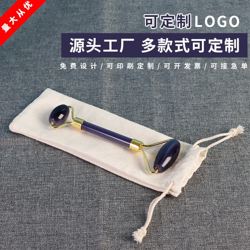 Jade Roller Drawstring Pouch 6*18 Customizable LOGO Horn Gua Sha Board Pouch Straw Cloth Cutlery Chopsticks Storage Bag
