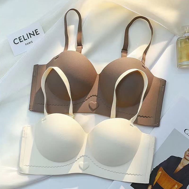 Trendy Push-Up Strapless Bra for Small Bust, Non-Slip Half-Cup Seamless Thick Cup Bra