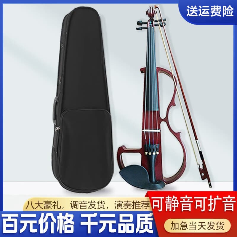 Electronic violin beginners practice adult professional-level playing of silent and silent electric violin instruments