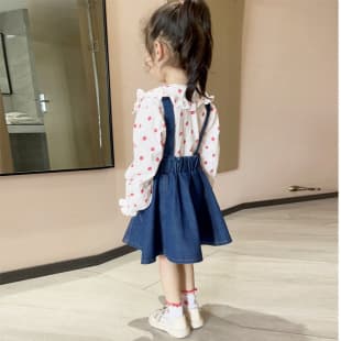 Girls Dress Autumn Kids Clothing, Trendy Strappy Dress, Baby Denim Skirt, Girls Dress
