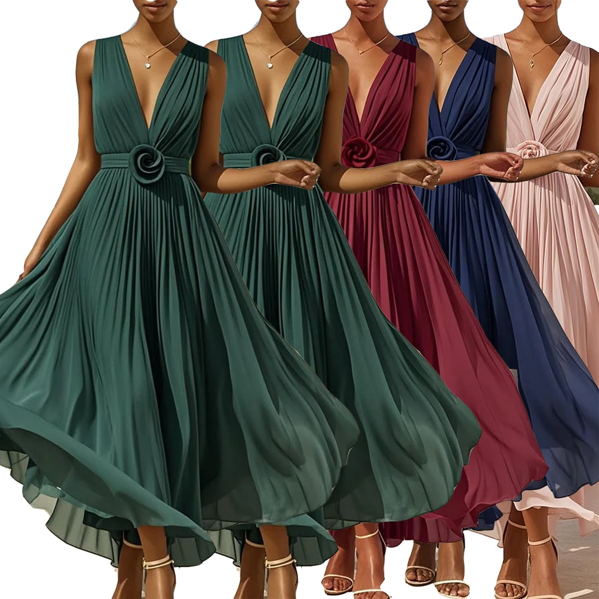 European and American Cross-Border Women's Dress, French Elegant Sleeveless Banquet Bridesmaid Wedding Gown with Flared Skirt