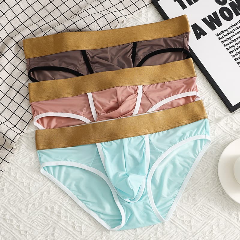 Men's Low Waist Ice Silk Bullet Separation Triangle Underwear Breathable Sporty Quick Dry Knitted Solid Color Triangle Shorts