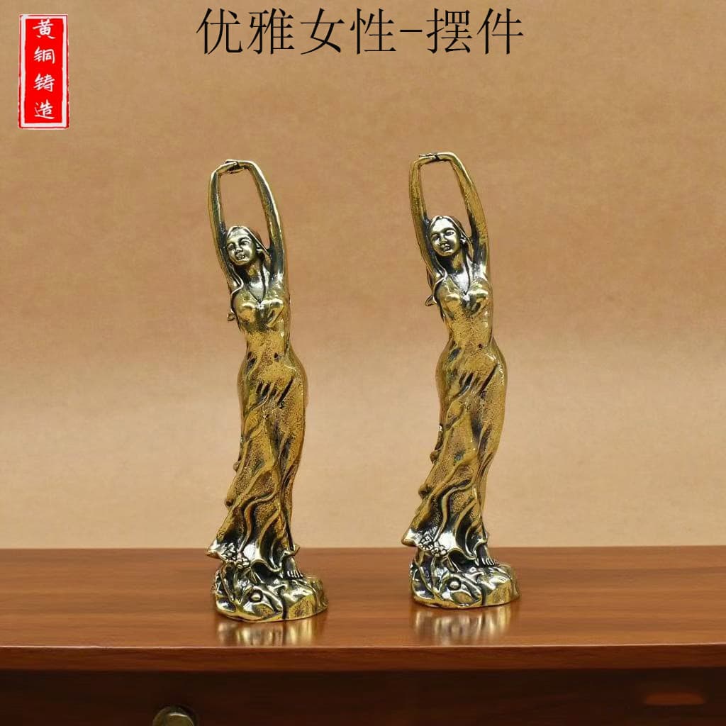 New Style Brass Cross-border Hot Selling TEMU Elegant Female Copper Sculpture Craft Artwork Desktop Home Decor Ornament