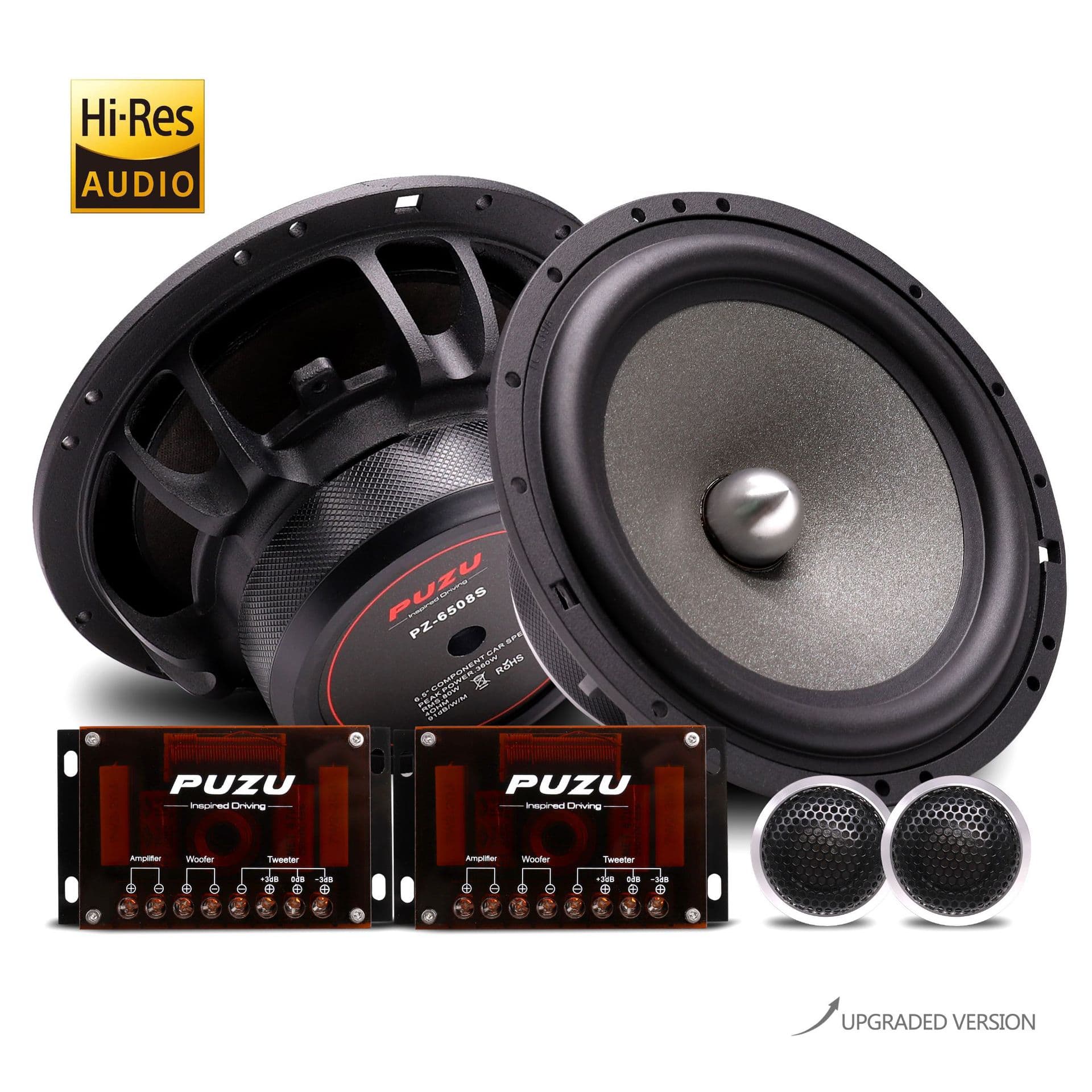 PUZU Bullet Tip Car 6.5-Inch Component Speaker System Subwoofer Two-Way High-End Audio System