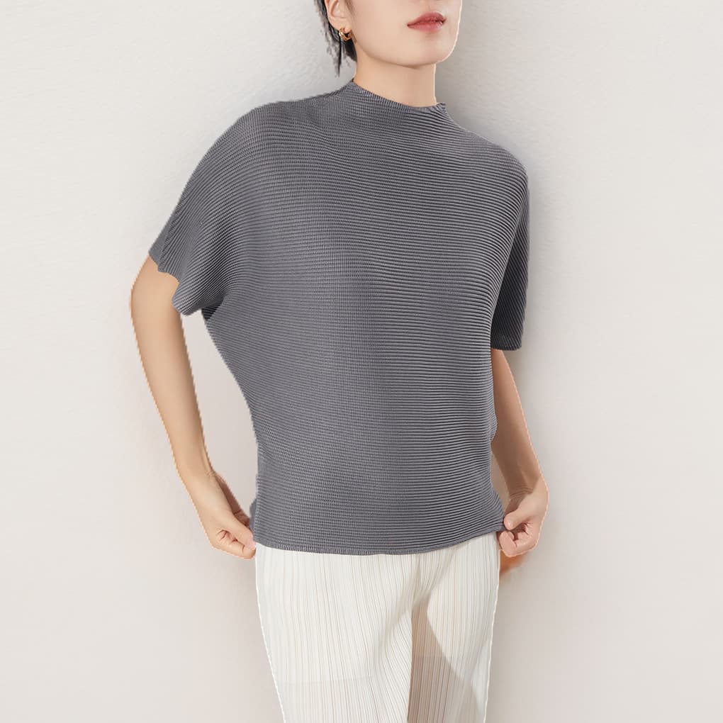 Loose Batwing Sleeve Women's T-shirt Short Sleeve Summer Top Slimming Versatile Casual Style Polyester Fabric Pure Color