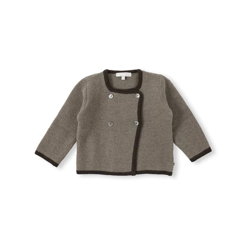 2024 Winter Wool Knit Long-Sleeved Cardigan for Infants and Toddlers, Coffee-Colored Sweater Coat, High-Quality Korean Style Children's Clothing