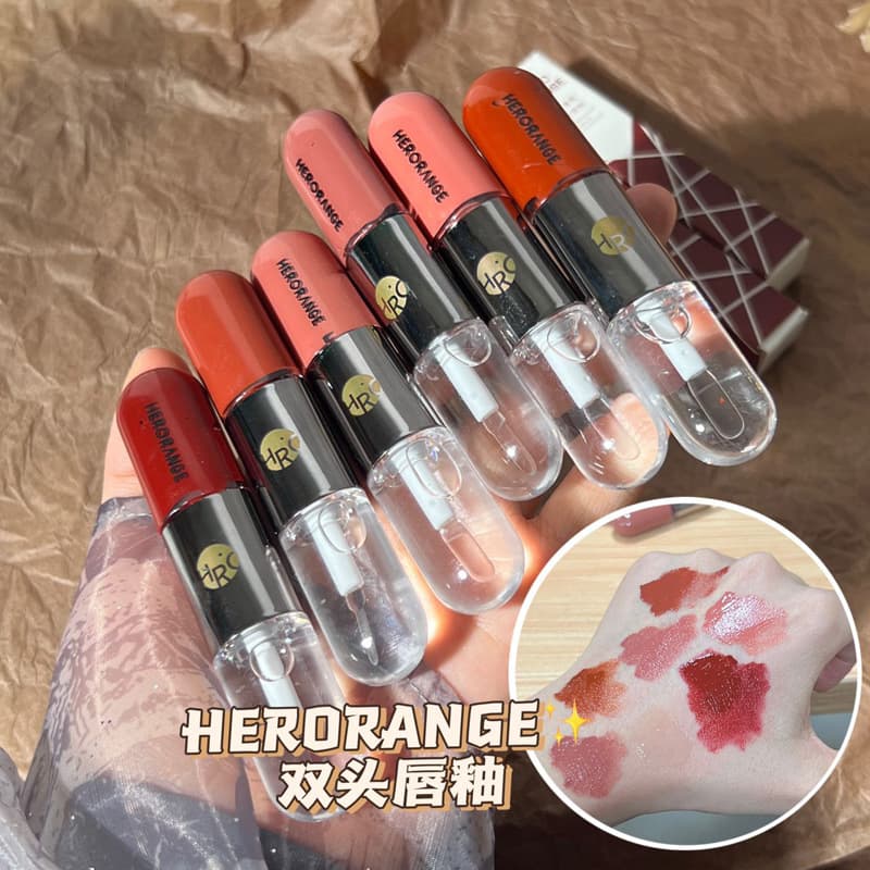 Ningwu Matte Lip Gloss Long-Lasting Nude Waterproof Non-Stick Cup Water Gloss Mirror Dual-Ended Lip Gloss
