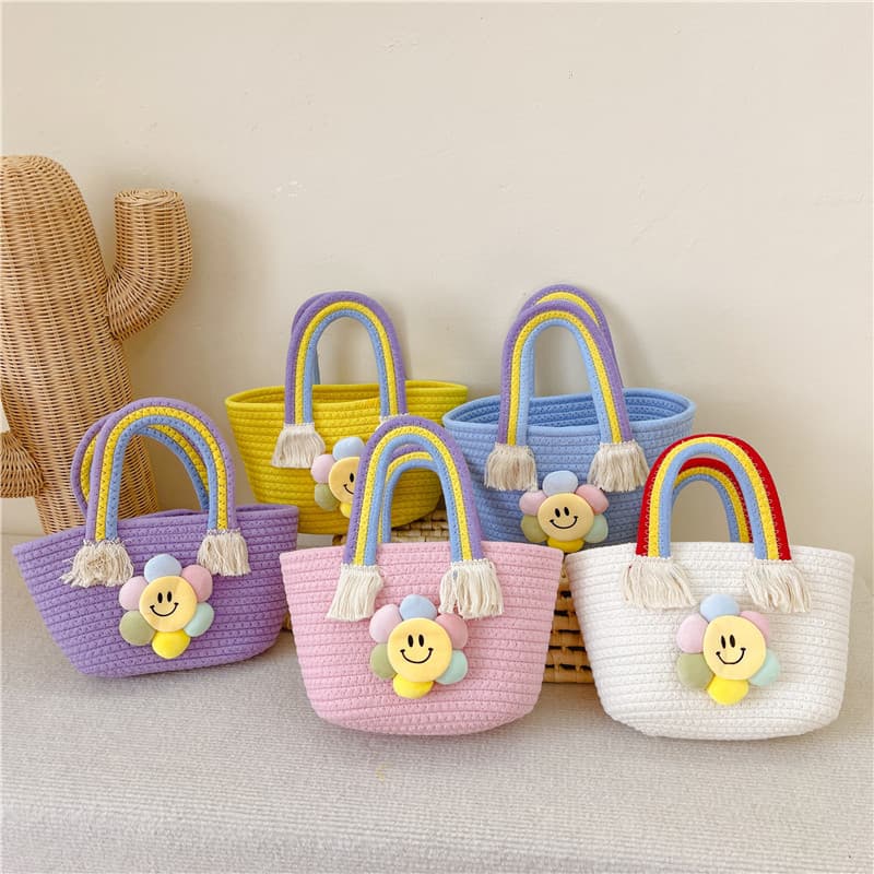 Children's Handbag, Cotton Rope Woven Women's Bag, Vegetable Basket, Toddler Shoulder Bag, Sunflower Rainbow Bag, Baby Handbag