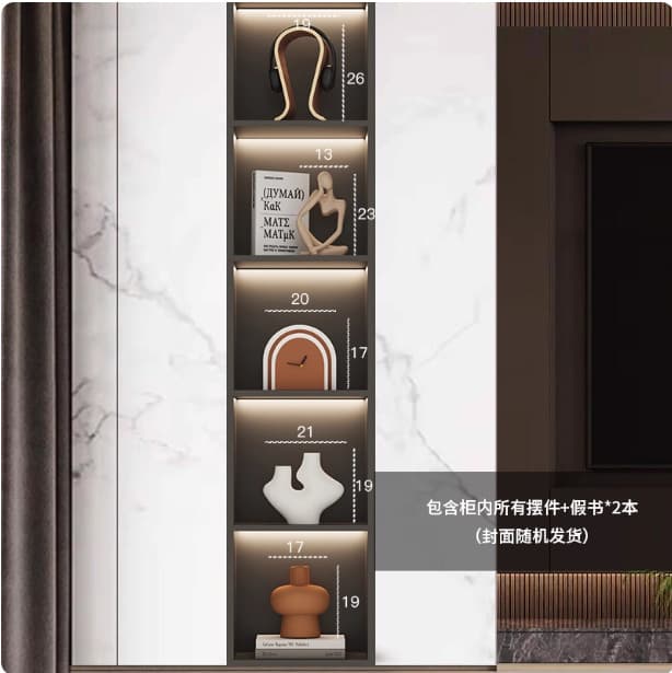Italian light luxury TV cabinet open grid ornaments niche living room wine cabinet wall cabinet decoration high-end combination decoration
