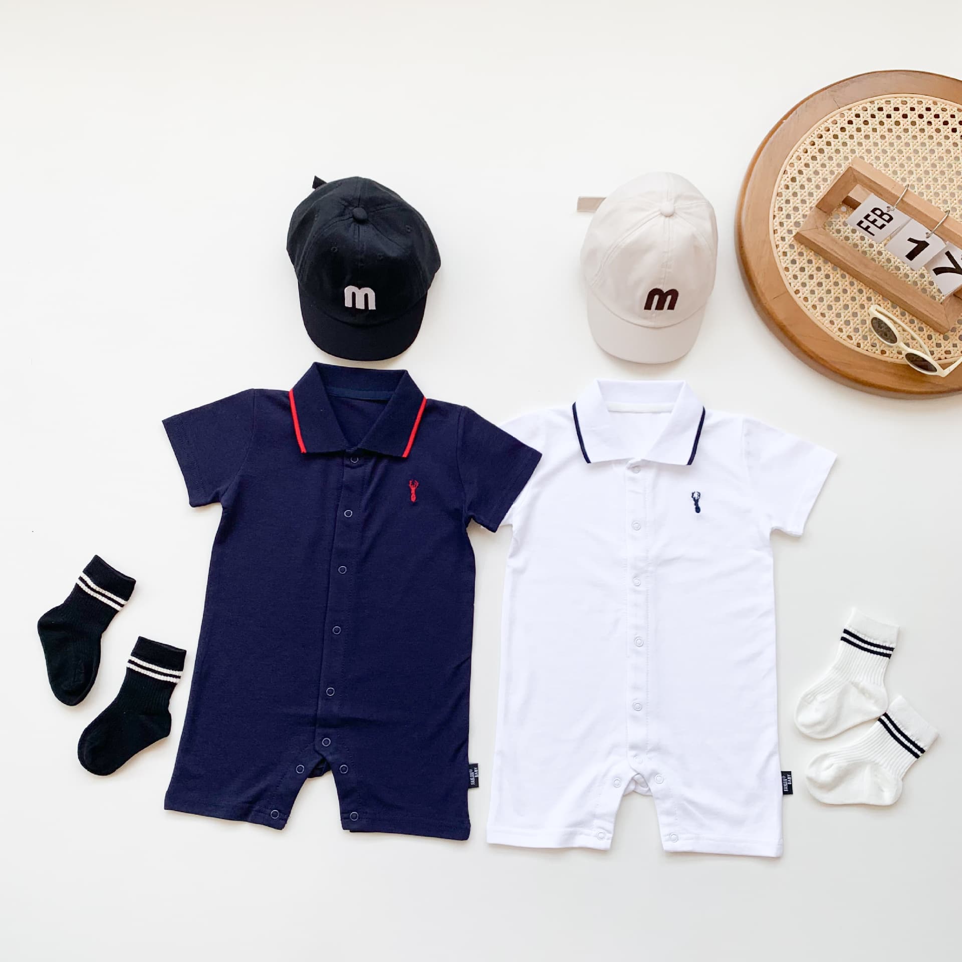2026 Summer New Baby Polo Bodysuit Class A Pure Cotton Infant Short Sleeve Romper Boys' Outing Crawl