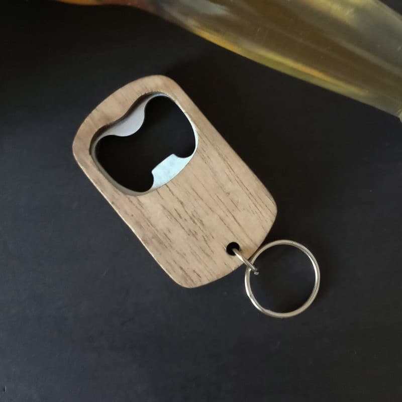 Creative Wooden Beer Bottle Opener Keychain Dog Tag Bottle Lifter Kitchen Bar Tools Easy To Use Durable For Daily Use