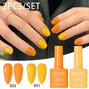 Cross-border Two-Bottle Hot Selling Color Bottle Gel Polish Vibrant Orange Lemon Yellow Spring Nail Polish Gel Nail Salon New