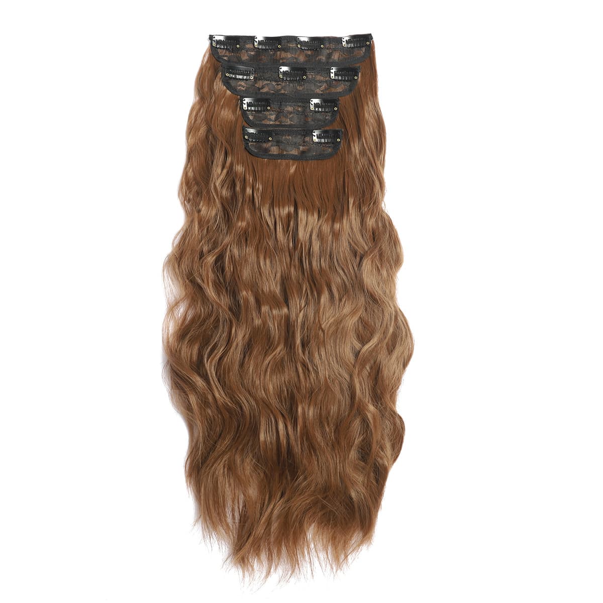 European and American Wig 4-Piece Hair Extension Set, 11 Clips, Mixed Color 20inch Long Curly Hair Clip-In Hair Extensions for Women