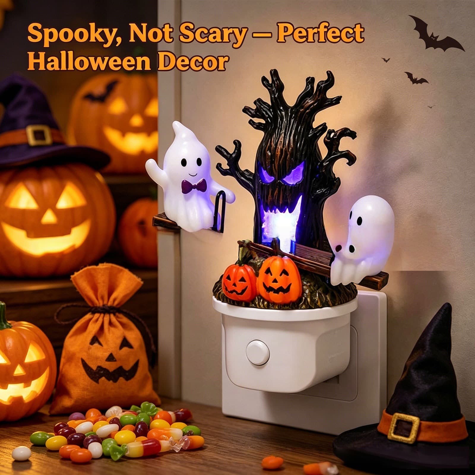 Creative Resin Night Light Ghost Night Light Home Decor Halloween Collection Souvenir Halloween Decoration