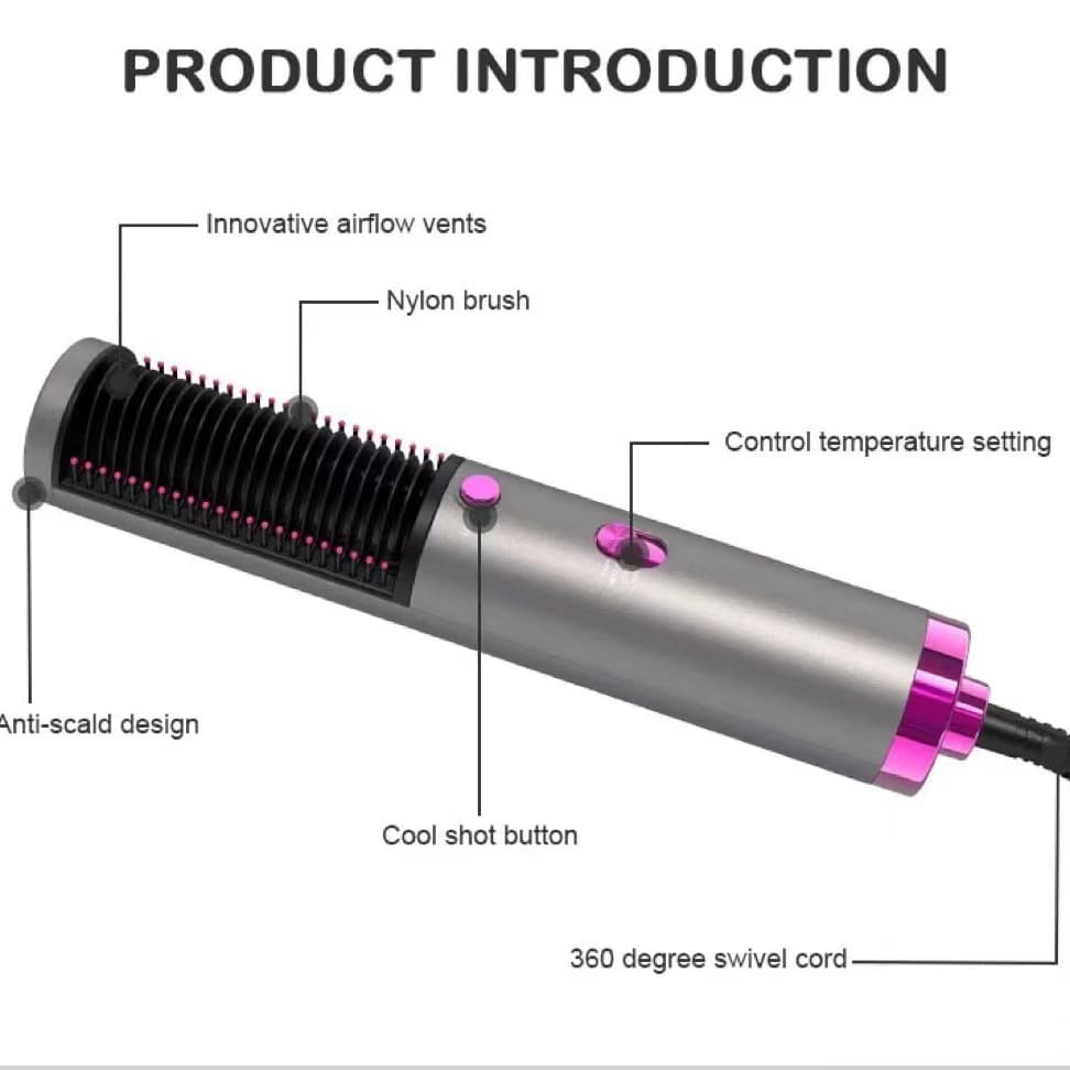 New Multi-Function Styling Comb Hot Air Brush Cross-Border Straightening Comb Home Hair Care Blow-Dry Comb Volumizing