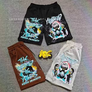 Men's Shorts Heavyweight American Loose Fit Big Size Men's Shorts Outerwear 3D Print Foreign Trade Cross-Border Bermuda Shorts