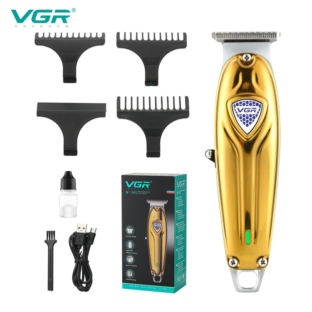 VGR188 all-metal hair clipper hair salon special 0-head shaving professional silver electric push oil head carving clipper