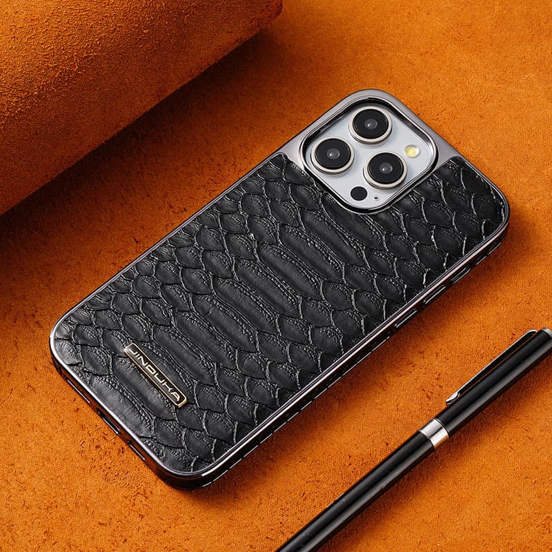 Apple iPhone 17 Pro Max Business Phone Case 16 Snake Print Leather Cover 15 Pro High-End 13 Shockproof Vintage