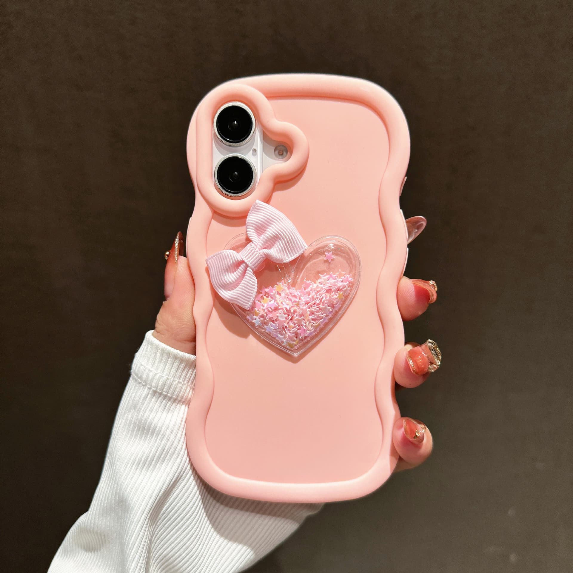 Compatible with Apple iPhone 17 Case 3D Heart Wave Edge iPhone 13 Frosted 14 New 12 Shockproof 11 Soft Case