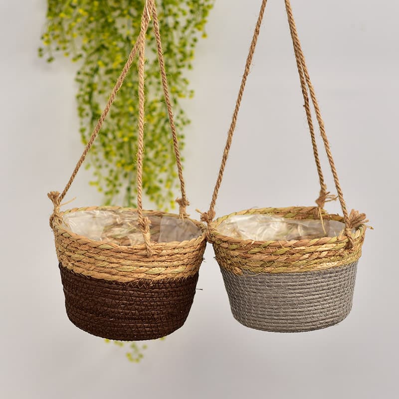 Creative Basket Plant Pot Wickerwork Hanging Green Radish Decorative Living Room Balcony Ornaments Multi-specification