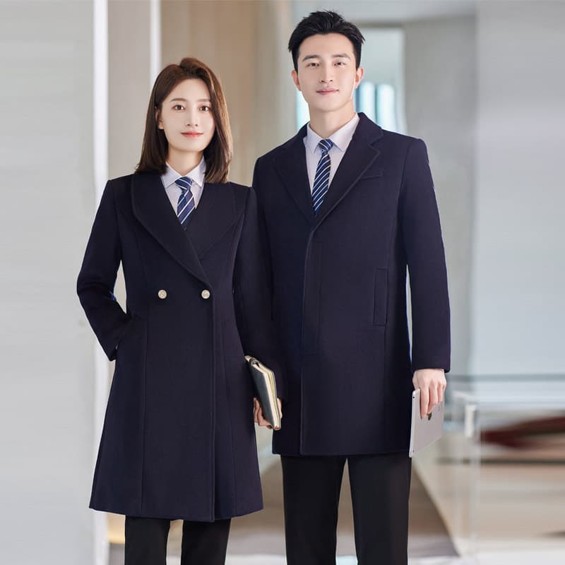 Men's and women's lobby manager winter New woolen coat hotel reception work clothes professional woolen coat