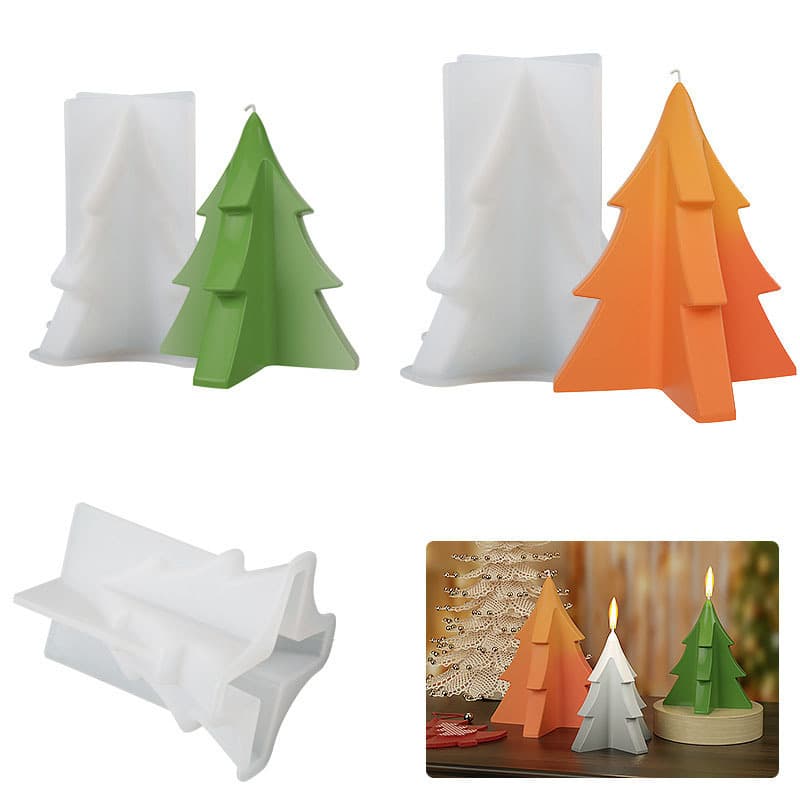 Yumeiren DIY Epoxy Resin Candle Mold Four-Corner Edge 3D Christmas Tree Small and Large Silicone Mold