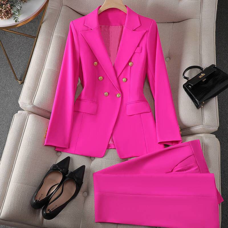 Vintage Slim-Fit Blazer Fashion 2026 Spring and Autumn Women's Korean Style Casual Design Top and Pants Set