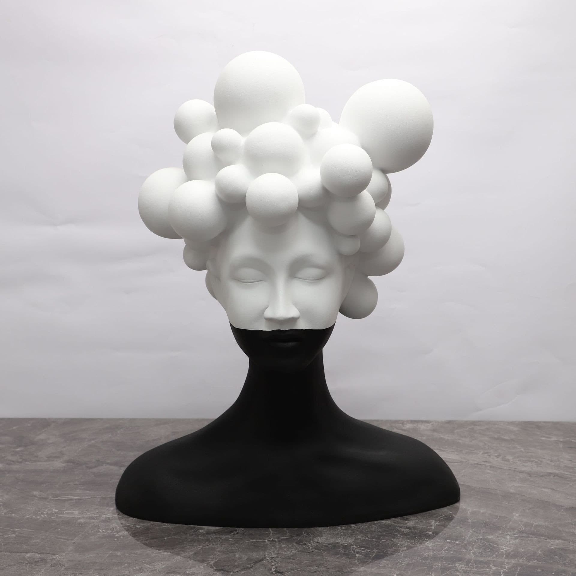 Modern Minimalist Art Figure Sculpture Resin Decorative Sample Room Living Room Creative Black And White Girl Soft Decoration Accessories