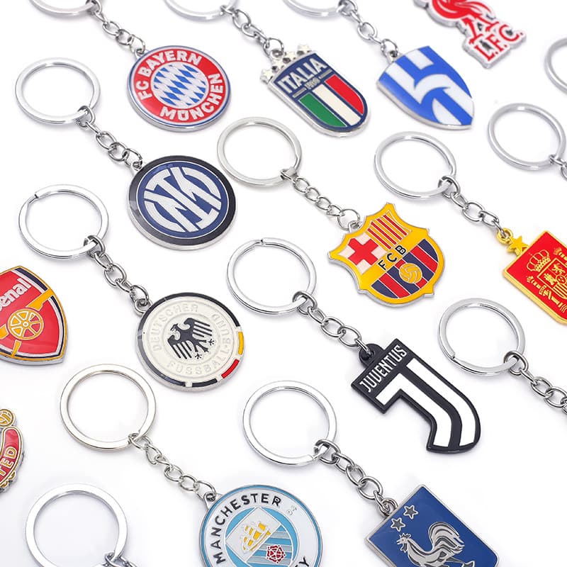 Colorful Metal Car Keychain National Team Real Madrid Barcelona Fan Accessories Zinc Alloy Pendant Gift
