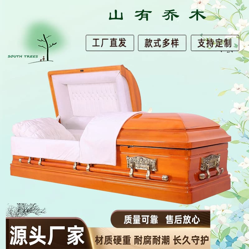 Export American-style Coffins European-style Coffins Funeral Longevity Materials Wooden Boxes Foreign Trade Longevity Workshops Solid Wood Funeral Supplies