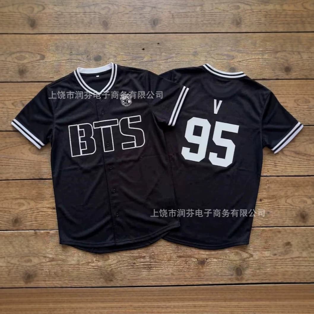 Cross-Border 3D Digital Printing Summer Bts Style Jersey Short-Sleeved Loose Breathable Sports T-Shirt Korean Style Couple Tops