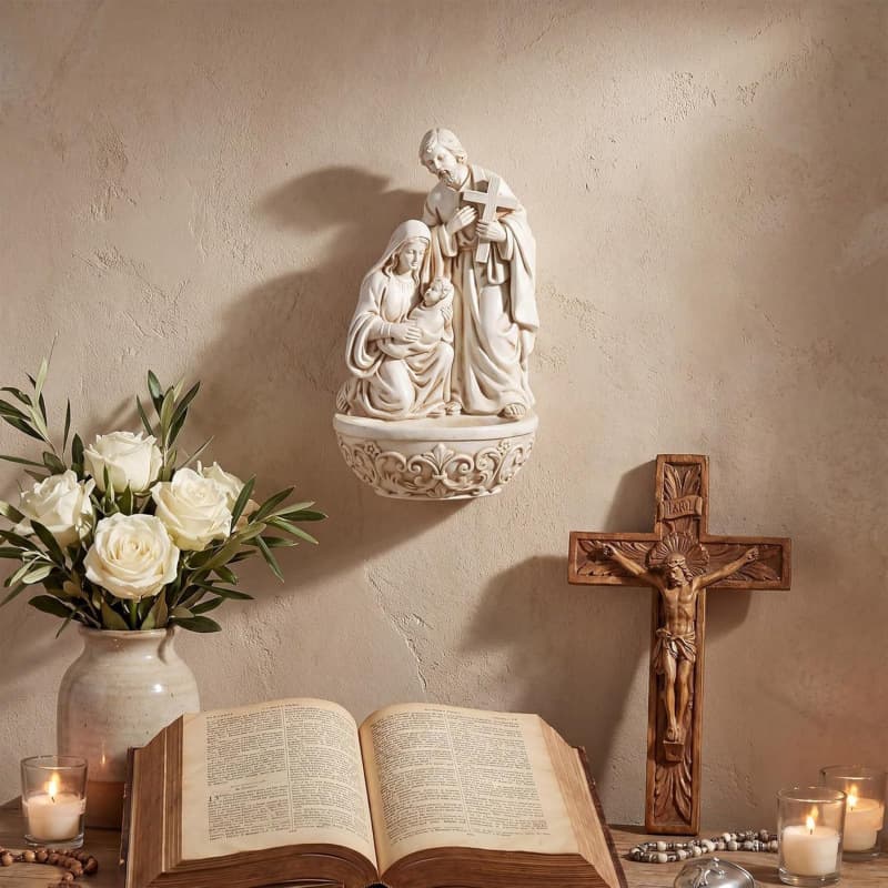 Cross-border Holy Water Font Resin Family Resin Statue Desktop Ornament