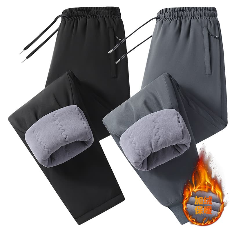 2025 New Style Fleece-Lined Thickened Cold-Proof Warm Pants Men's Winter Knee-Protecting Rabbit Fur Pants Minimum Order One Piece