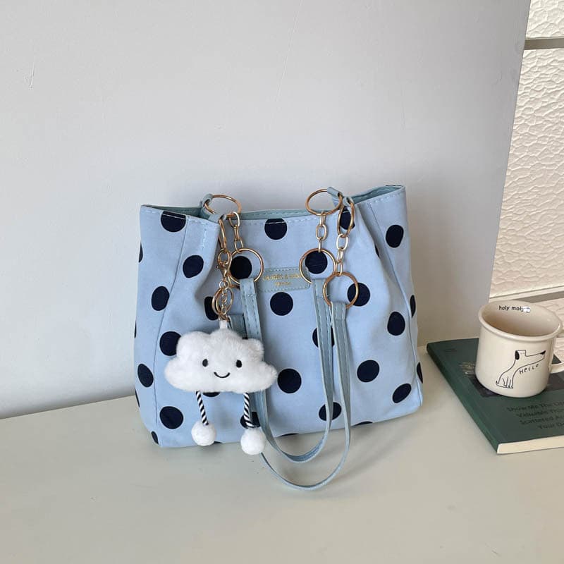 Korean version summer 2026 new polka dot commuter bag women's large capacity tote bag daily style polka dot single shoulder armpit bag