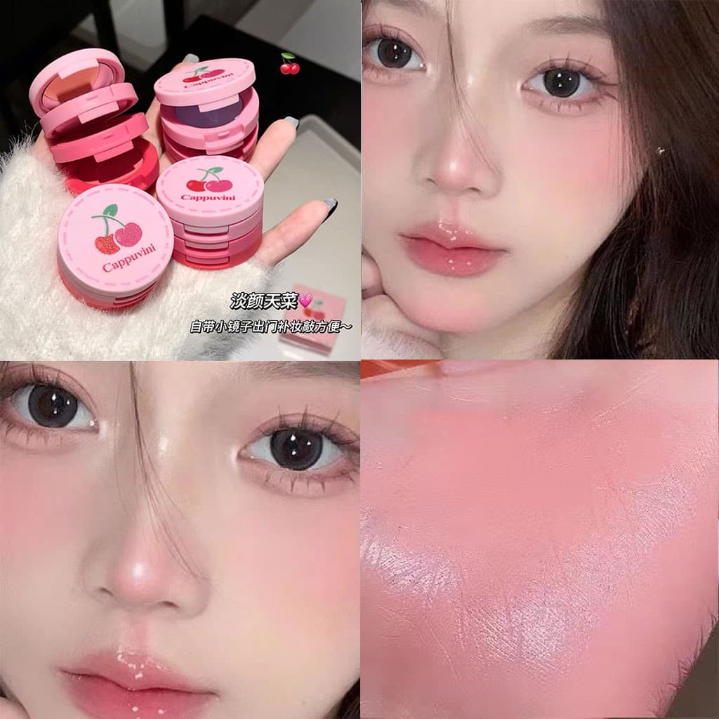 Cappuvini Three-layer Cherry Blush Whitening Student Affordable Matte Girly Domestic Beauty Blush Cream