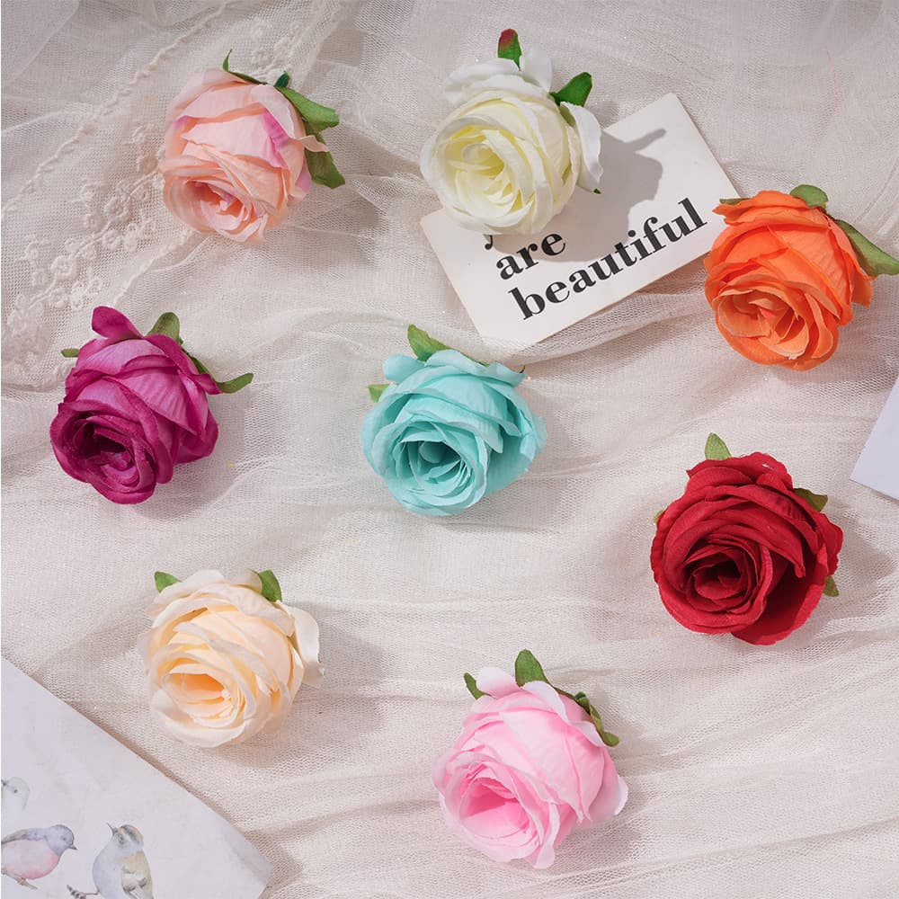 Eight-Layer Rose Head Artificial Flower Wall Silk Flower Wedding DIY Handmade Fake Flower Wreath Artificial Flower Head