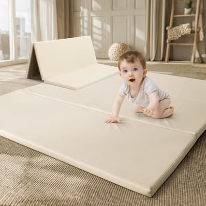 Cross-border Amazon foam baby play mat: PU leather waterproof tri-fold floor mat, thick, soft and foldable for climbing