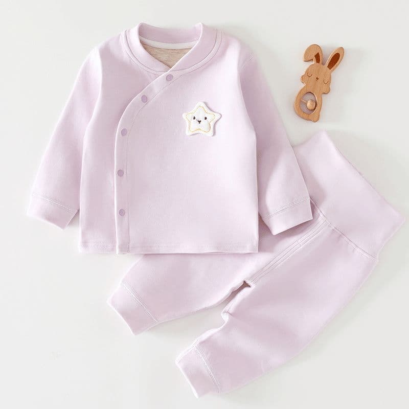 Autumn/Winter Seamless Baby Thermal Underwear Set, Newborn Next-to-Skin Base Layer, Corduroy Butterfly Suit