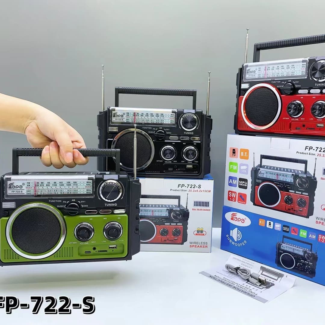 New Dual Solar Bluetooth Speaker Portable Outdoor Portable FM SW1-2 4 BANDS RADIO Radio